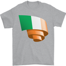 Curled Ireland Flag Irish St Patricks Day Football Mens T-Shirt 100% Cotton Sports Grey