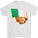 Curled Ireland Flag Irish St Patricks Day Football Mens T-Shirt 100% Cotton White