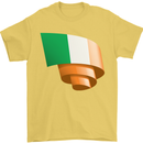Curled Ireland Flag Irish St Patricks Day Football Mens T-Shirt 100% Cotton Yellow