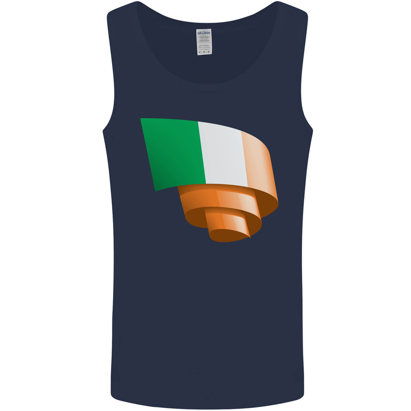 Curled Ireland Flag Irish St Patricks Day Football Mens Vest Tank Top Navy Blue