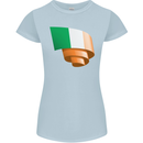 Curled Ireland Flag Irish St Patricks Day Football Womens Petite Cut T-Shirt Light Blue