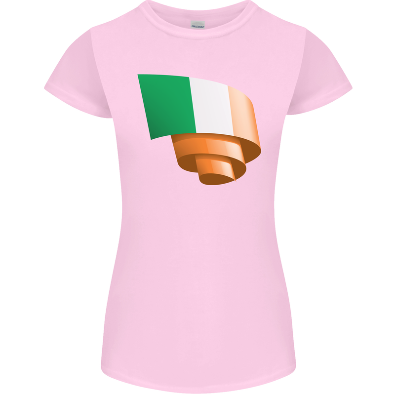 Curled Ireland Flag Irish St Patricks Day Football Womens Petite Cut T-Shirt Light Pink