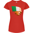 Curled Ireland Flag Irish St Patricks Day Football Womens Petite Cut T-Shirt Red
