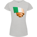 Curled Ireland Flag Irish St Patricks Day Football Womens Petite Cut T-Shirt Sports Grey