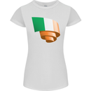Curled Ireland Flag Irish St Patricks Day Football Womens Petite Cut T-Shirt White