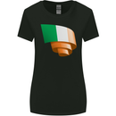 Curled Ireland Flag Irish St Patricks Day Football Womens Wider Cut T-Shirt Black