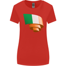 Curled Ireland Flag Irish St Patricks Day Football Womens Wider Cut T-Shirt Red