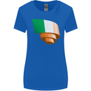 Curled Ireland Flag Irish St Patricks Day Football Womens Wider Cut T-Shirt Royal Blue