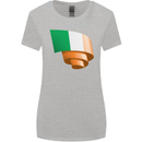 Curled Ireland Flag Irish St Patricks Day Football Womens Wider Cut T-Shirt Sports Grey