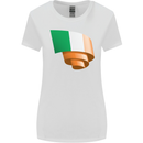 Curled Ireland Flag Irish St Patricks Day Football Womens Wider Cut T-Shirt White