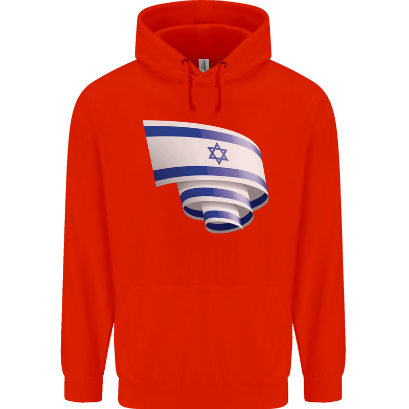 Curled Israel Flag Israeli Day Football Childrens Kids Hoodie Bright Red