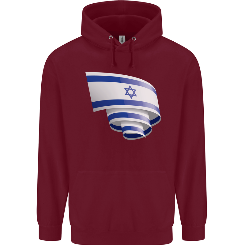 Curled Israel Flag Israeli Day Football Childrens Kids Hoodie Maroon