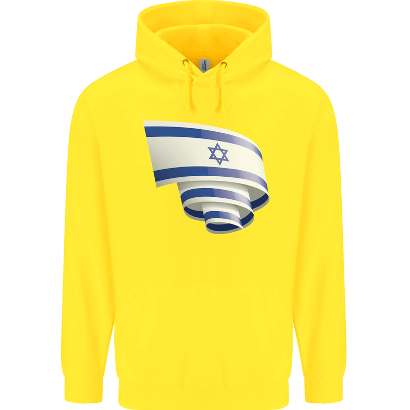 Curled Israel Flag Israeli Day Football Childrens Kids Hoodie Yellow