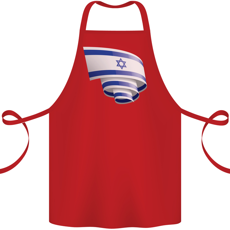 Curled Israel Flag Israeli Day Football Cotton Apron 100% Organic Red