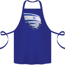 Curled Israel Flag Israeli Day Football Cotton Apron 100% Organic Royal Blue