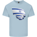 Curled Israel Flag Israeli Day Football Kids T-Shirt Childrens Light Blue