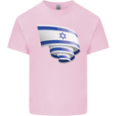 Curled Israel Flag Israeli Day Football Kids T-Shirt Childrens Light Pink