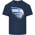 Curled Israel Flag Israeli Day Football Kids T-Shirt Childrens Navy Blue
