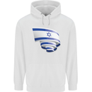 Curled Israel Flag Israeli Day Football Mens 80% Cotton Hoodie White
