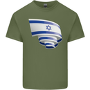 Curled Israel Flag Israeli Day Football Mens Cotton T-Shirt Tee Top Military Green