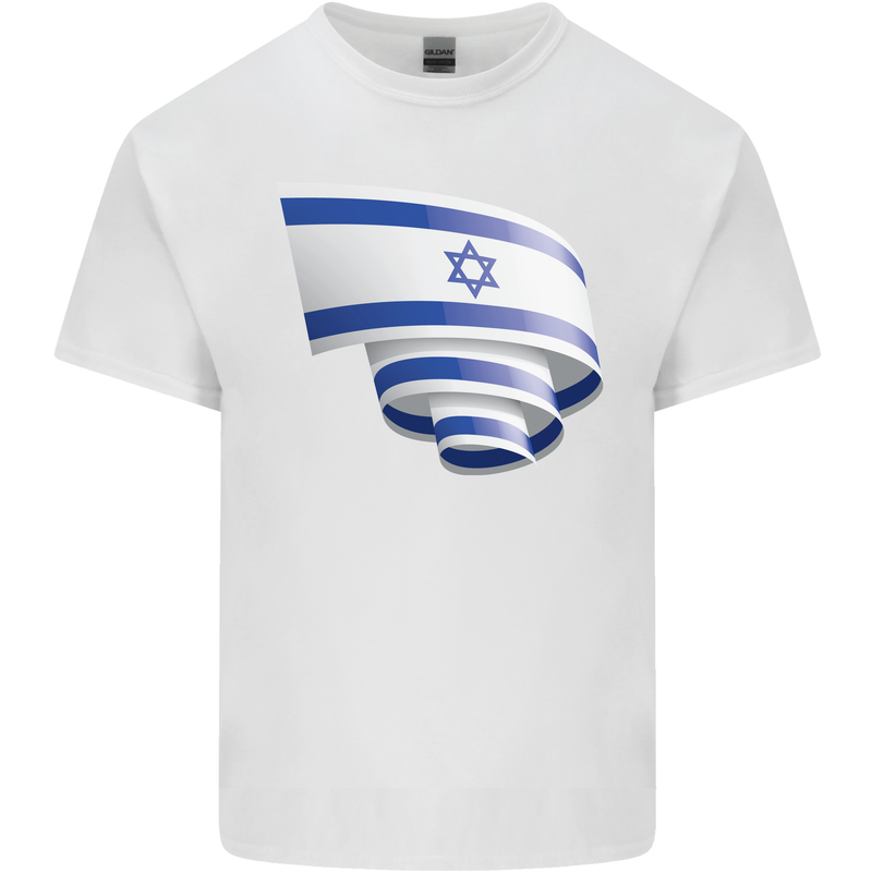 Curled Israel Flag Israeli Day Football Mens Cotton T-Shirt Tee Top White