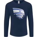 Curled Israel Flag Israeli Day Football Mens Long Sleeve T-Shirt Navy Blue