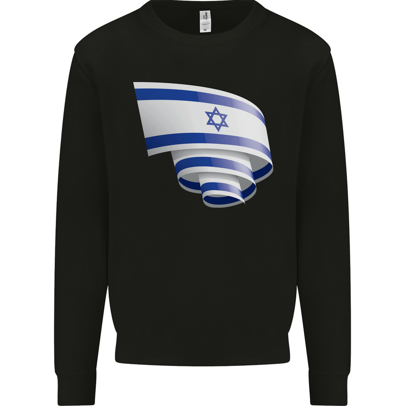 Curled Israel Flag Israeli Day Football Mens Sweatshirt Jumper Black