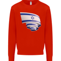 Curled Israel Flag Israeli Day Football Mens Sweatshirt Jumper Bright Red