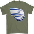 Curled Israel Flag Israeli Day Football Mens T-Shirt 100% Cotton Military Green