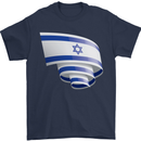 Curled Israel Flag Israeli Day Football Mens T-Shirt 100% Cotton Navy Blue