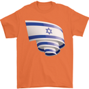 Curled Israel Flag Israeli Day Football Mens T-Shirt 100% Cotton Orange