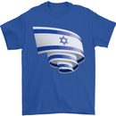 Curled Israel Flag Israeli Day Football Mens T-Shirt 100% Cotton Royal Blue