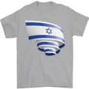 Curled Israel Flag Israeli Day Football Mens T-Shirt 100% Cotton Sports Grey