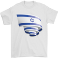 Curled Israel Flag Israeli Day Football Mens T-Shirt 100% Cotton White