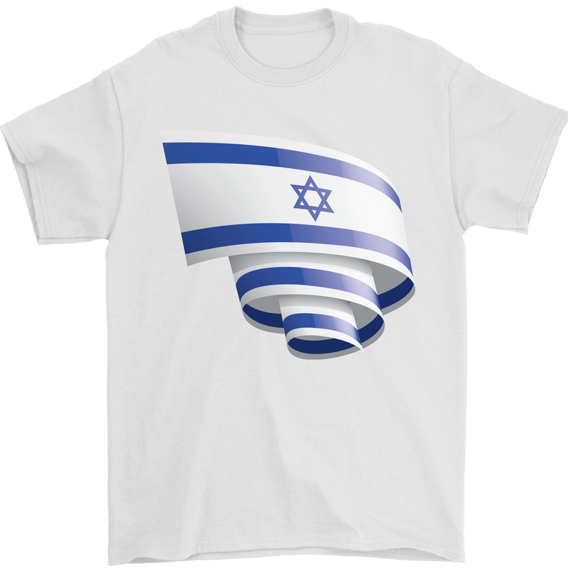 Curled Israel Flag Israeli Day Football Mens T-Shirt 100% Cotton White