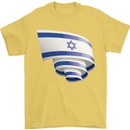 Curled Israel Flag Israeli Day Football Mens T-Shirt 100% Cotton Yellow
