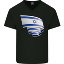Curled Israel Flag Israeli Day Football Mens V-Neck Cotton T-Shirt Black