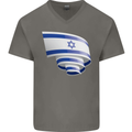 Curled Israel Flag Israeli Day Football Mens V-Neck Cotton T-Shirt Charcoal