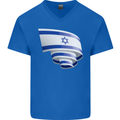 Curled Israel Flag Israeli Day Football Mens V-Neck Cotton T-Shirt Royal Blue