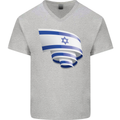 Curled Israel Flag Israeli Day Football Mens V-Neck Cotton T-Shirt Sports Grey