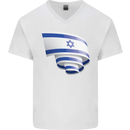 Curled Israel Flag Israeli Day Football Mens V-Neck Cotton T-Shirt White