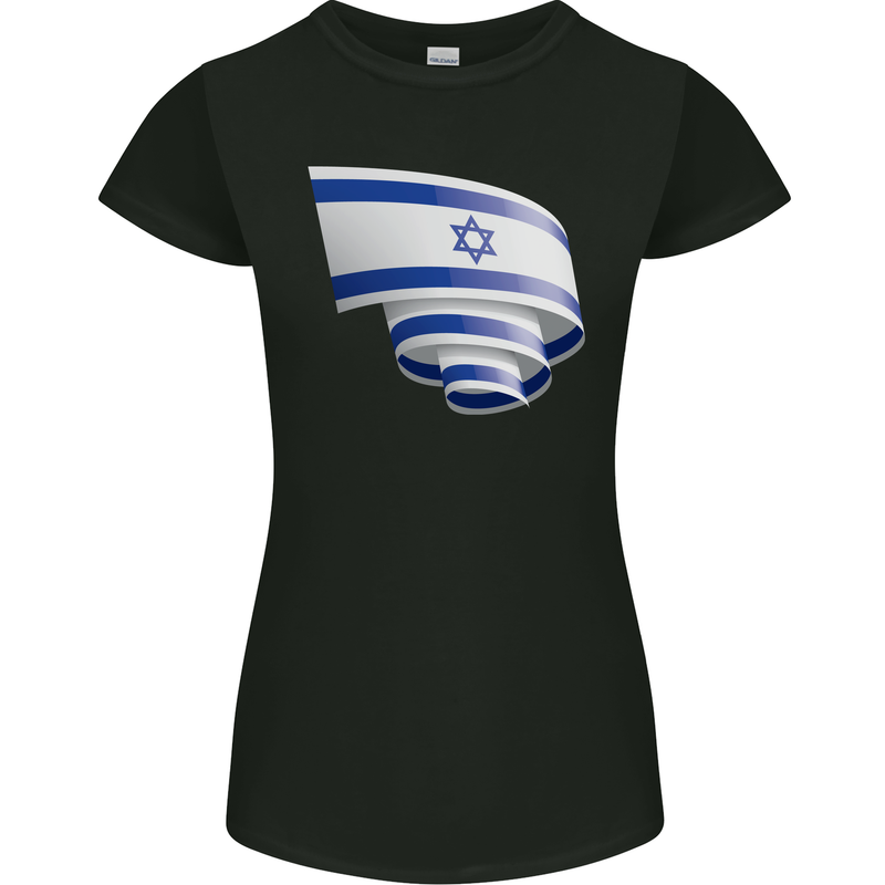Curled Israel Flag Israeli Day Football Womens Petite Cut T-Shirt Black