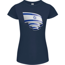 Curled Israel Flag Israeli Day Football Womens Petite Cut T-Shirt Navy Blue