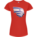 Curled Israel Flag Israeli Day Football Womens Petite Cut T-Shirt Red