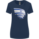 Curled Israel Flag Israeli Day Football Womens Wider Cut T-Shirt Navy Blue