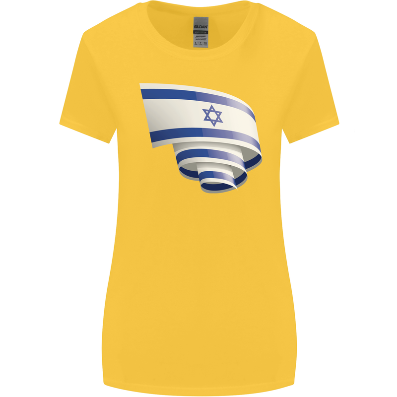 Curled Israel Flag Israeli Day Football Womens Wider Cut T-Shirt Yellow