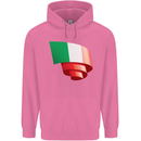 Curled Italy Flag Italians Day Football Childrens Kids Hoodie Azalea