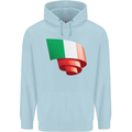 Curled Italy Flag Italians Day Football Childrens Kids Hoodie Light Blue