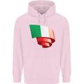 Curled Italy Flag Italians Day Football Childrens Kids Hoodie Light Pink