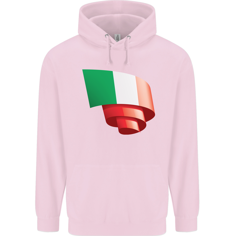 Curled Italy Flag Italians Day Football Childrens Kids Hoodie Light Pink